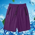 thumbnail image 2 of LEKDFST Womens Lightweight Athletic Shorts Mid Waist Sports Vacation Stretchy Shorts with Pockets Purple L, 2 of 4
