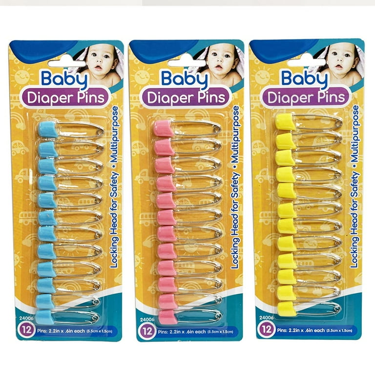 50pcs Safety Pins Baby Diaper Pin Nappy Pin Bibs Pins Plastic Head Clothing Pins, Size: 5.5x1.1cm