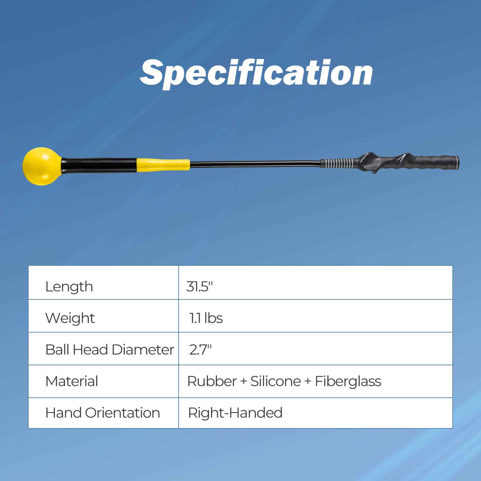Costway 31.5" Golf Swing Trainer Aid with Weighted Head for Grip Rhythm Flexibility Balance Yellow