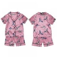 thumbnail image 3 of Summer Little Girls Imitate Silk Flower Print Pajama Set Short Sleeve Blouse Pants Sleepwear Suit,1-6T, 3 of 9