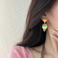 thumbnail image 2 of BNNG Retro School Days Stud Earrings Summer Ice Girly Cute Earrings Pink Ice Fun Acrylic Ear Clips Hammered Metal Hoop Earrings Elegant Minimalist Earrings For Women, 2 of 7