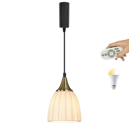 

Kiven H Track Pendant Lightning with Remote Control Adjustable Cord Length Dimmable H Track Lighting Pendant Lights with Ceramic Shade Single Light