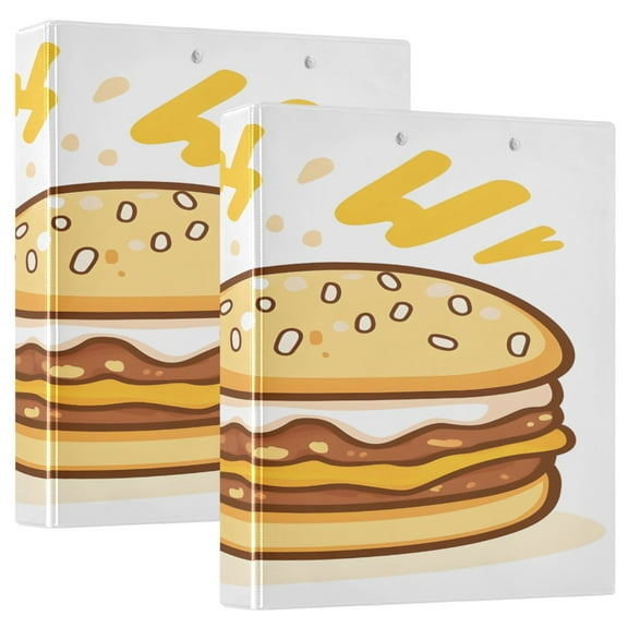Burger Cola 12.4x10.6in PVC Round Ring Binder, D-Ring 3-Hole, Metal Clip, 200 Sheets