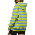 thumbnail image 5 of Scyoekwg Oversized Sweatshirt for Women Loose Drawstring Hoodie with Pocket Long Sleeve Pullover Casual Striped Printed Fall Sweatshirts for Teen Girls(Green,S), 5 of 5