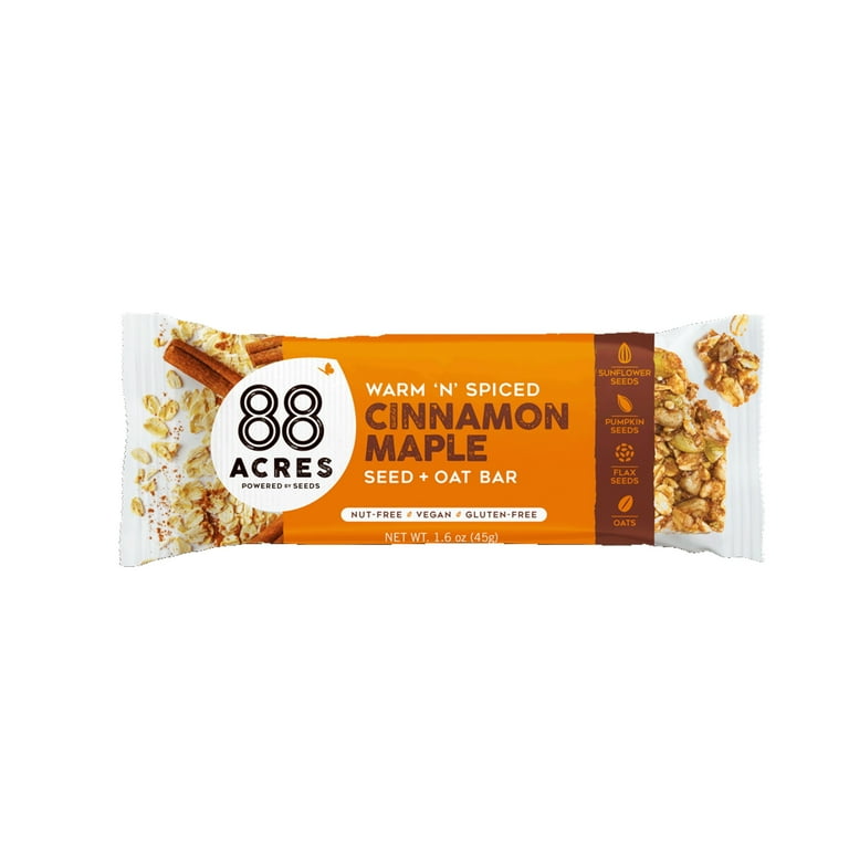 88 Acres Seed + Oat Bars | Cinnamon Maple | Gluten Free, Nut
