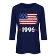 thumbnail image 4 of HOMBOM Womens Graphic T-Shirts Summer Graphic Tees Lightweight Retro 1996 Print 3/4 Sleeve Blue Crew Neck Tops for Ladies, 4 of 4