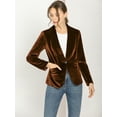 thumbnail image 3 of Abrigo de Oficina para Mujer Allegra K Chaqueta de Terciopelo con Botones y Cuello Chal S Marrón, 3 of 7