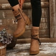 thumbnail image 6 of Womens High Heeled Mid Calf Boots Solid Color Zipper Round Toe Comfortable Casual Anti Slip Shoe Fashion Women Thick Heeled Mid-Calf Snow Shoes, 6 of 8