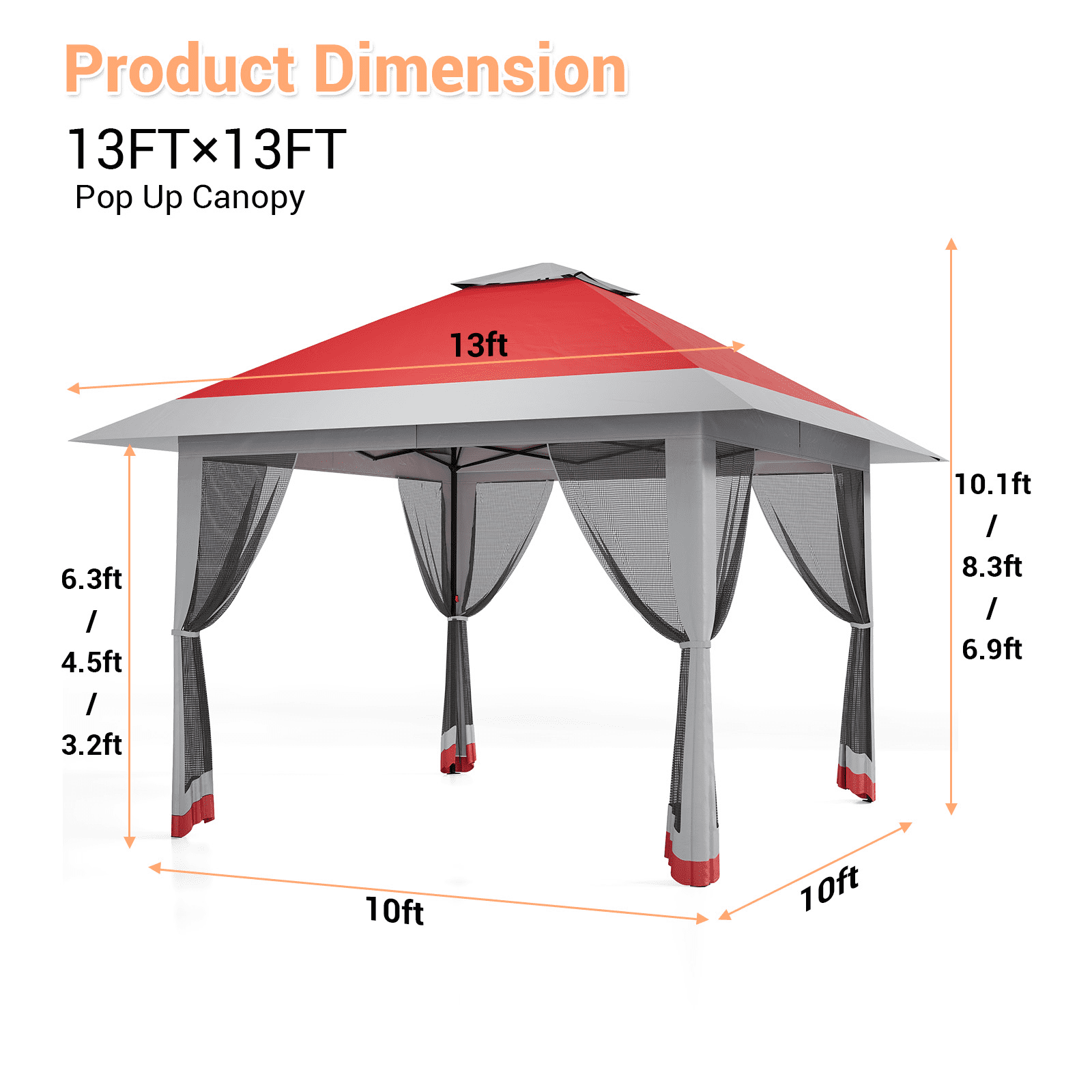 GOGRANT 13 x 13 Pop-up Gazebos, Adjustable Height