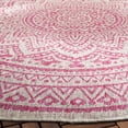 thumbnail image 3 of SAFAVIEH Courtyard Josiah Floral Medallion Indoor/Outdoor Area Rug, 6'7" x 6'7" Round, Light Grey/Fuchsia, 3 of 7