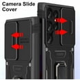 thumbnail image 2 of Samsung Galaxy S24 Ultra Case with Slide Camera Cover Shockproof Phone Case with 360°Rotate Magnetic Ring Stand for Galaxy S24 Ultra 6.8 inch - Black, 2 of 14