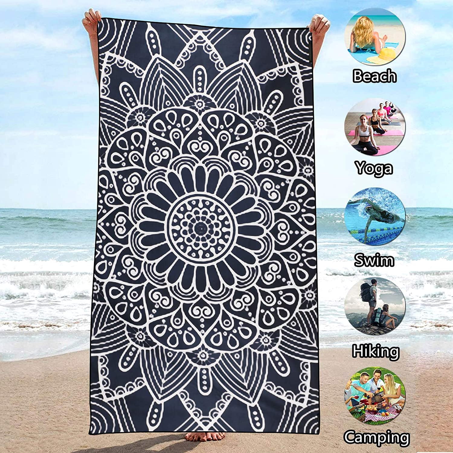 60 30 Quick Fast Dry Beach Towel Alpaca Pattern Oversized Compact Blanket for Outdoor Travel Swim Pool Camping Sand Personalized Free Lightweight Sand Proof Microfiber Beach Towels 