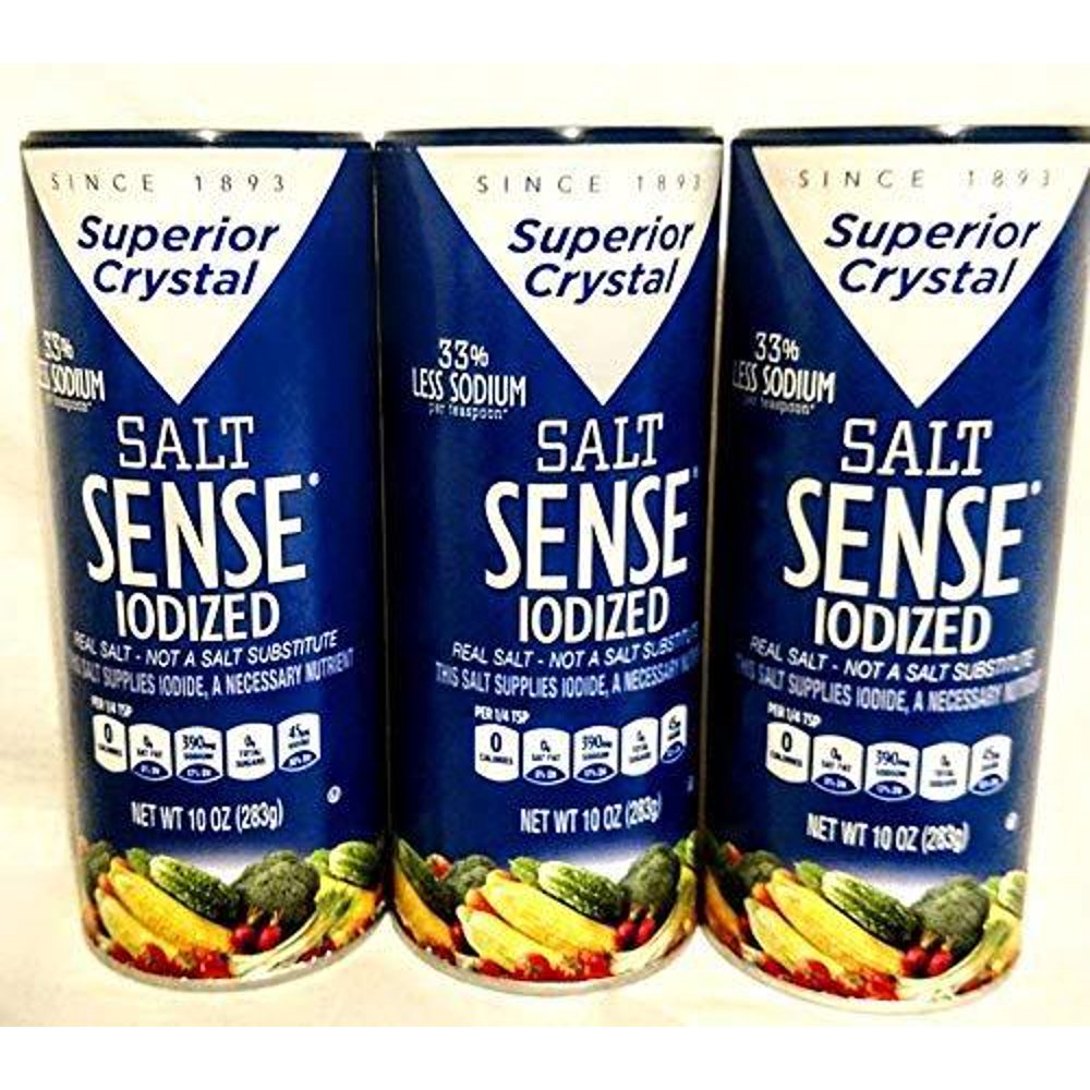Salt Sense Iodized 3 pack 10 Ounce (Pack of 3)