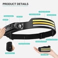 thumbnail image 4 of 2 Pack Headlamp Rechargeable Super Bright LED Headlamp with Sensor Control Headlight 10 Light Modes IPX4 Waterproof Adjustable Strap Lightweight Suita, 4 of 5
