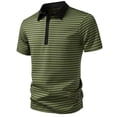 thumbnail image 5 of USNSM Golf Shirts for Men Quick Dry Short Sleeve Performance Shirts Moisture Wicking Collared Business Casual Striped Printed T-Shirt Green L, 5 of 9