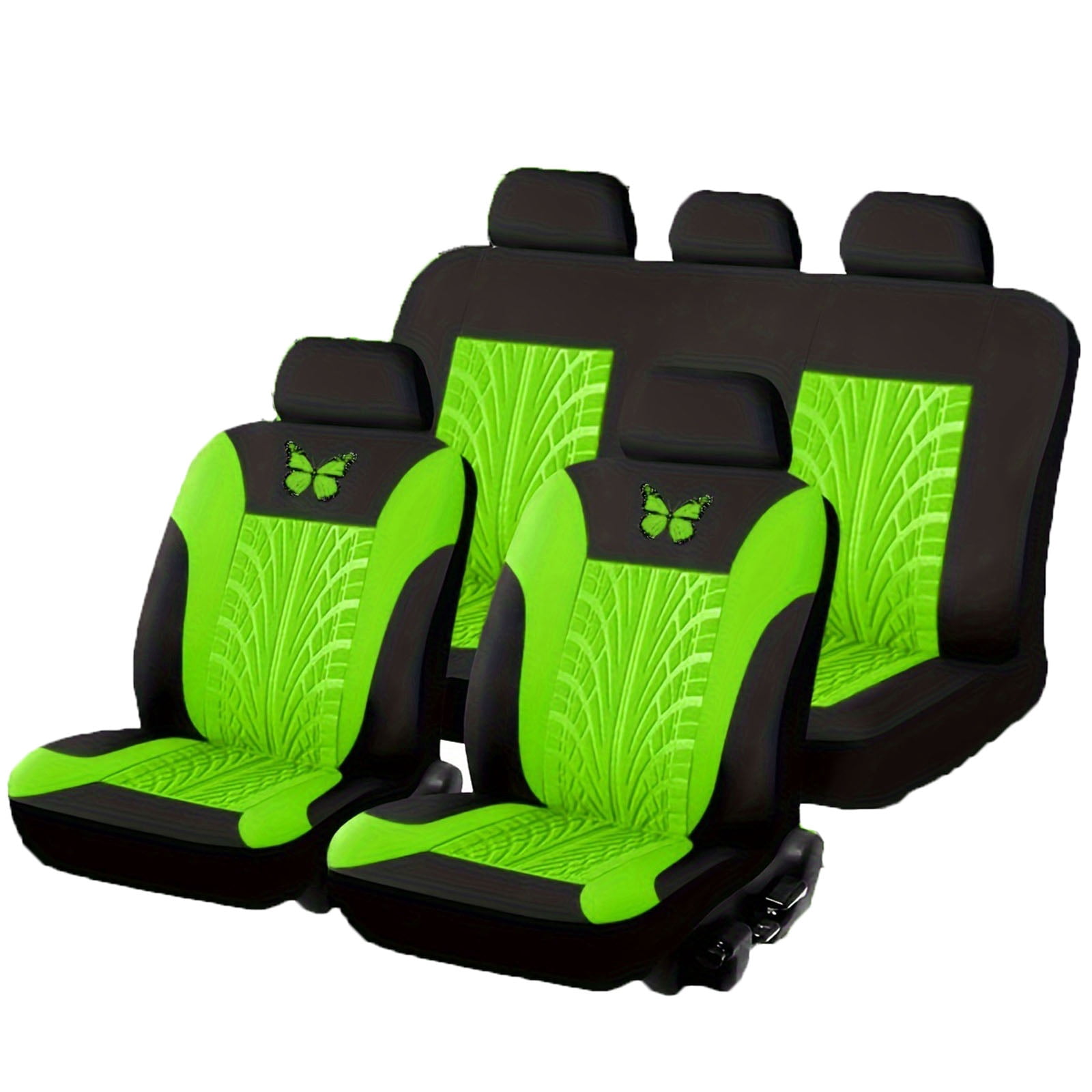 Universal Waterproof Car Seat Covers 9 Piece Set Fashion Embroidery Auto Protector Interior Accessories (5 Seat Covers + 4 Headrests)