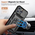 thumbnail image 6 of Case for iPhone 13 Pro Case with Slide Camera Cover & Kickstand, Heavy Duty Military Grade Protection Phone Case, Built-in 360° Rotate Ring Stand, Shockproof Full Body Rugged Case (Black), 6 of 13