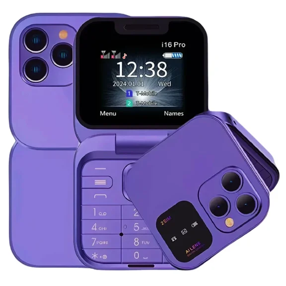 Mini 2G Flip Phone, 1.77-inch, Dual SIM, MP3 Magic Voice, Camera, Flashlight, Speed Dial