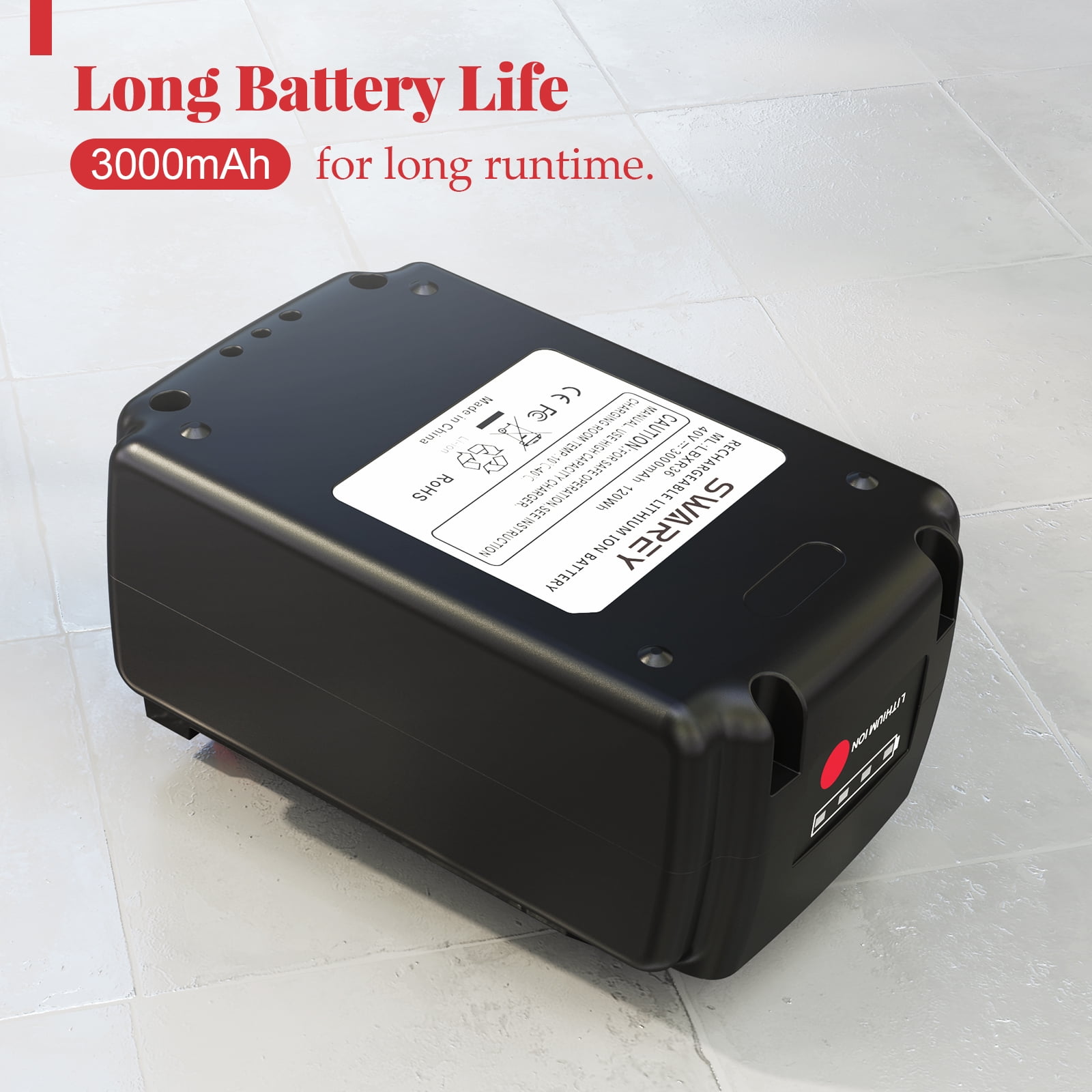 macobattery upgraded 3000mah 40 volt max lithium replacement battery for  black and decker 40v battery lbx1540