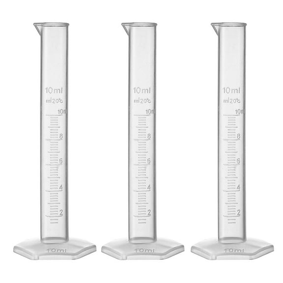 10ml Laboratory Measurements Clear White Plastic Graduated Cylinder 3 Pcs