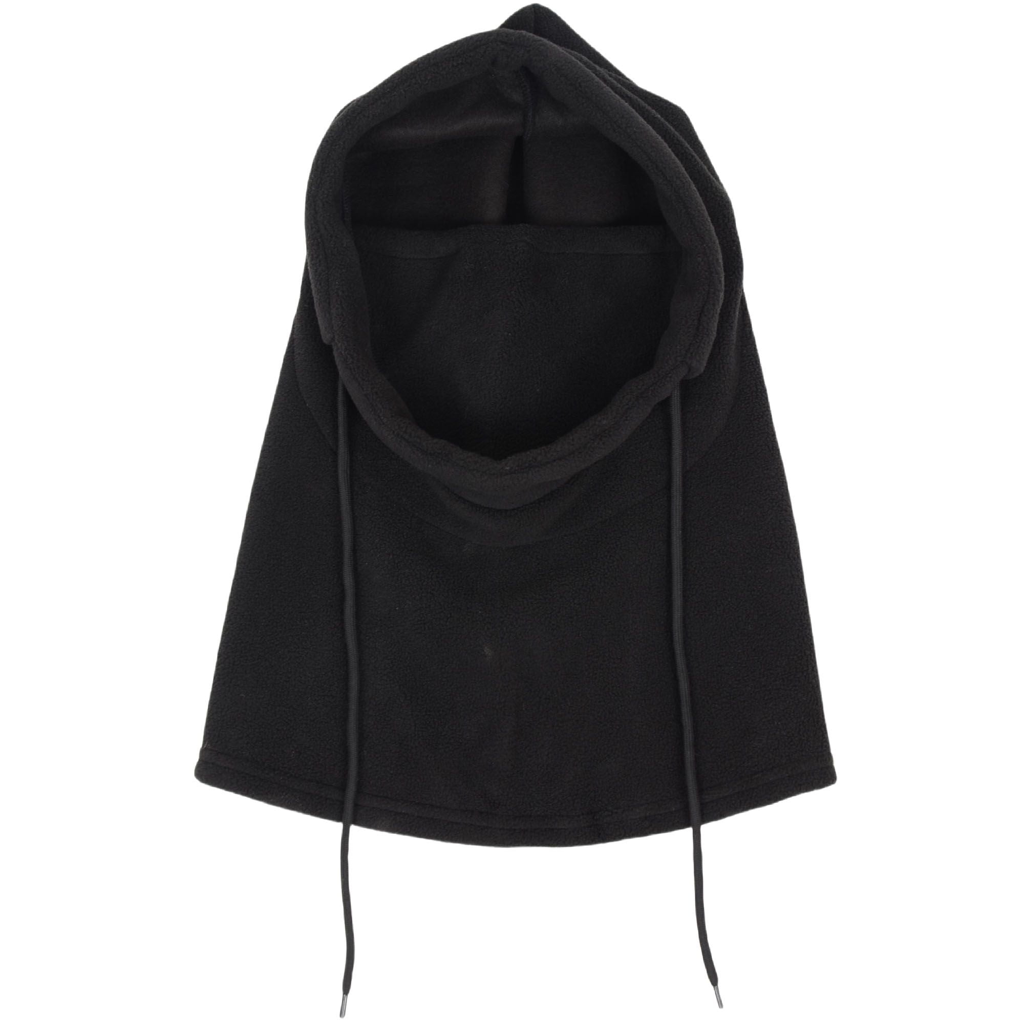 Winter Fleece Face Mask Balaclava Warm Neck Face Cover Hat Cap Hooded Scarf for Men and Women- Black