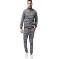 thumbnail image 1 of Men Jogging Suits Sets Mens Jogging Suit Tracksuit Plaid Print Zip Sweatshirt Top And Trouser Set, 1 of 8