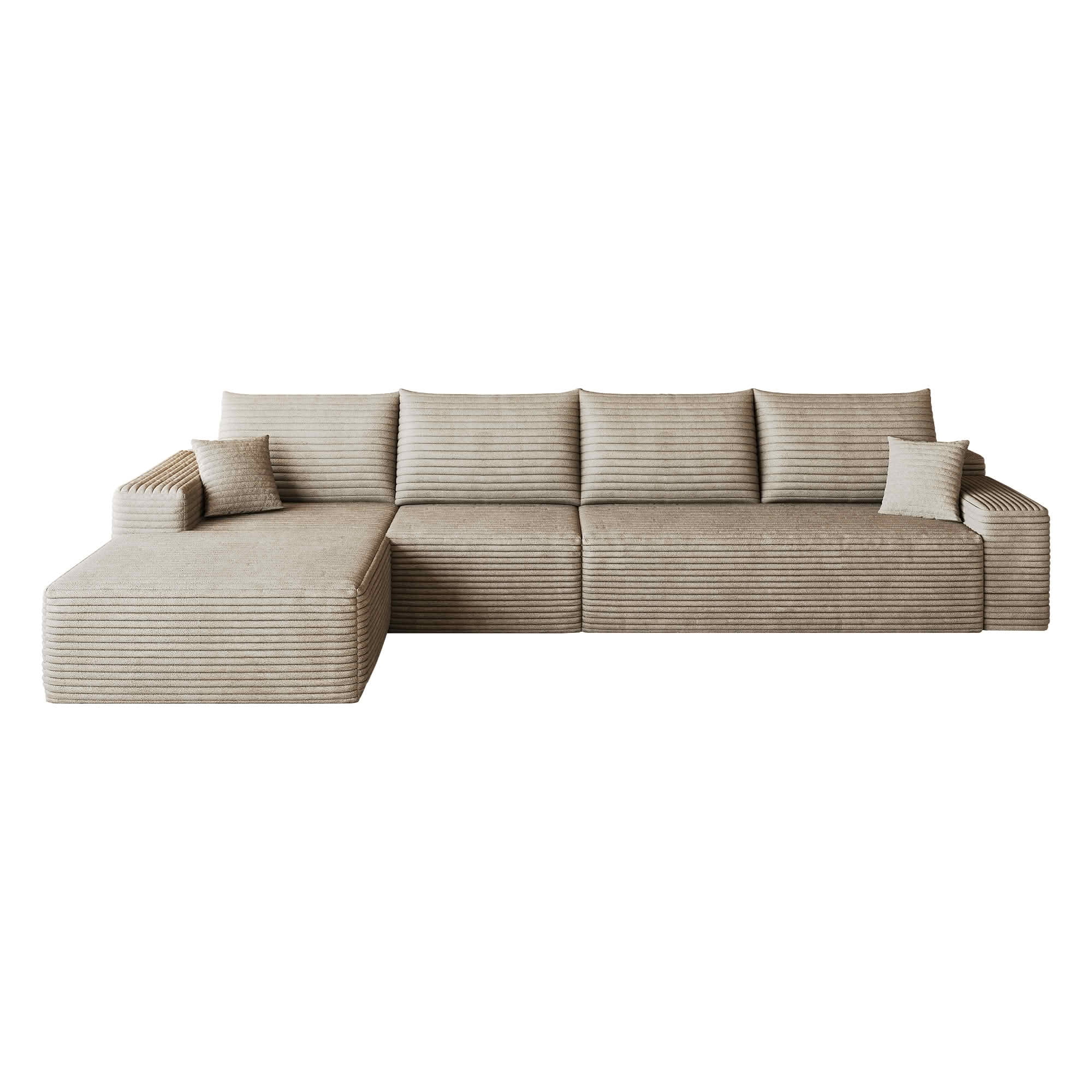 MAYEERTY 135 Inch L‑Shape Cloud Sectional Couch with Chaise, Modern Modular Deep‑Seat Sofa, Plush Corduroy Upholstered Couch, No Assembly Required for Living Room Bedroom Apartment