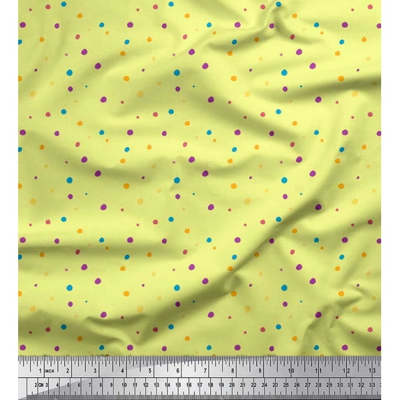 Soimoi Cotton Jersey Fabric Colorful Dots Print Sewing Fabric Yard 58 Inch Wide
