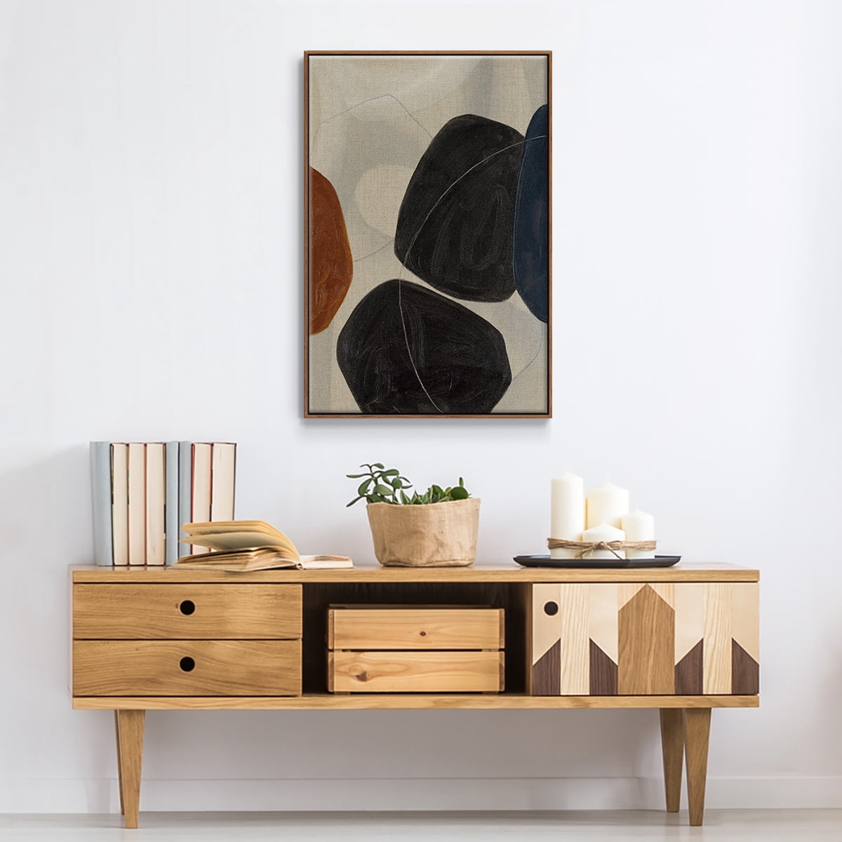 Gravity I Framed Premium Gallery Wrapped Canvas - Ready to Hang - 17 x 25 - Walnut Floating Frame