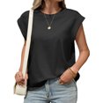 thumbnail image 4 of Summer Solid Color Women Cap Sleeve Casual Tank Tops Shirt, 4 of 6