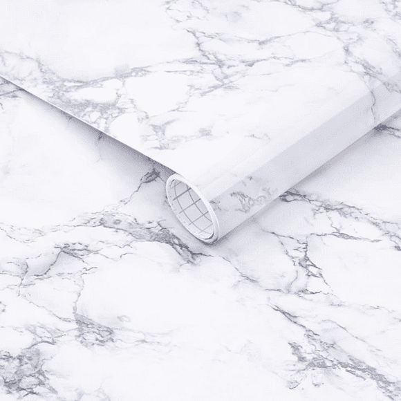 Papel Tapiz Con Adhesivo Vinílico Mármol Blanco H&Jess Rollo 10 M