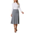 thumbnail image 2 of INSPIRE CHIC Women's Pleated Skirts High Waist Stretchy A Line Ribbed Knit Sweater Midi Skirt Fall Winter Outfits S Light Grey, 2 of 6