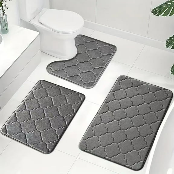 AZXY Bath Mat Sets 3 Piece,Bathroom Rug Sets Clearance Under $20,Bath Rugs Memory Foam,Non Slip Quick Dry Absorbent Bathroom Mats and Rugs