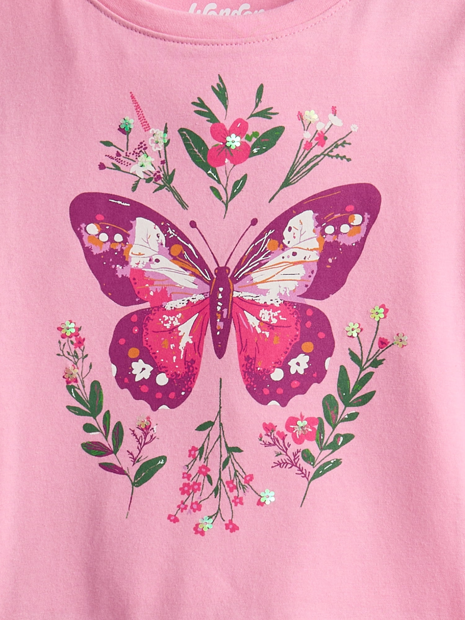 Wonder Nation Girls Embellished Tee with Long Sleeves, Sizes 4-18 & Plus