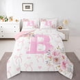 thumbnail image 2 of Erosebridal Dreamy Initial A-Z Bedding Sets Twin with Comforter, Initial Letter B Duvet Insert, Pink Rose Decor, Reversible 2pcs, 2 of 8