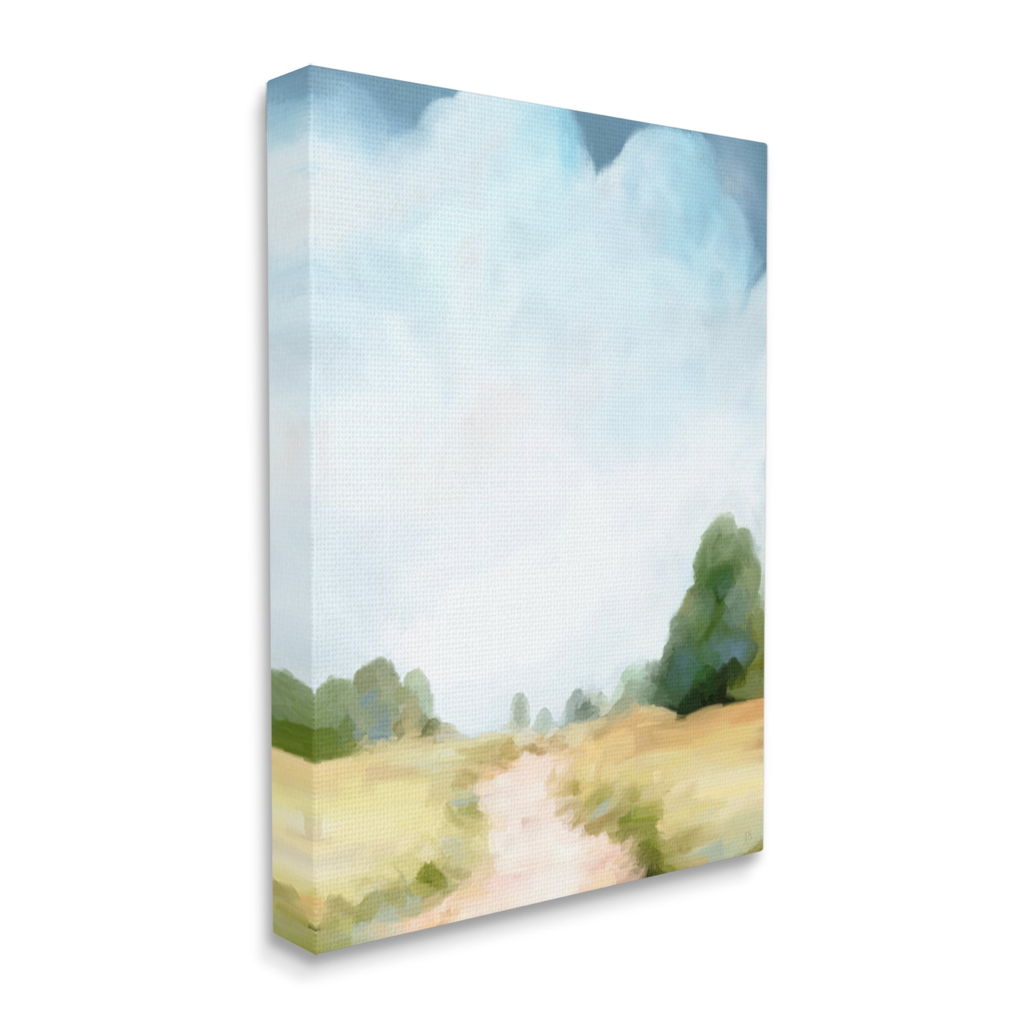 Stupell Industries Rural Country Path Abstract Trees Puffy Clouds Painting Gallery Wrapped Canvas Print Wall Art, Design by Amy Hall