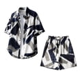 thumbnail image 4 of BLTIBY Men's Summer Beach Outfits 2 Piece Printed Short Sleeve Button Shirts and Drawstring Shorts Vacation Sets with Pockets Lightweight Blue 3XL, 4 of 9