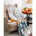 thumbnail image 3 of Orange Blue Pumpkin Flannel Blanket for Bed,Travel and Camping, Fall Thanksgiving Floral Maple Leaves Watercolor Super Soft Cozy Blanket for All Seasons 50"x80", 3 of 6