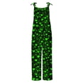 thumbnail image 5 of JURANMO St Patricks Jumpsuits for Women 2025 Funny Printed Cute Holiday Rompers Summer Casual Adjustable Strap Cotton Linen Overalls with Pockets Green XXXL Today Prime Sales, 5 of 6
