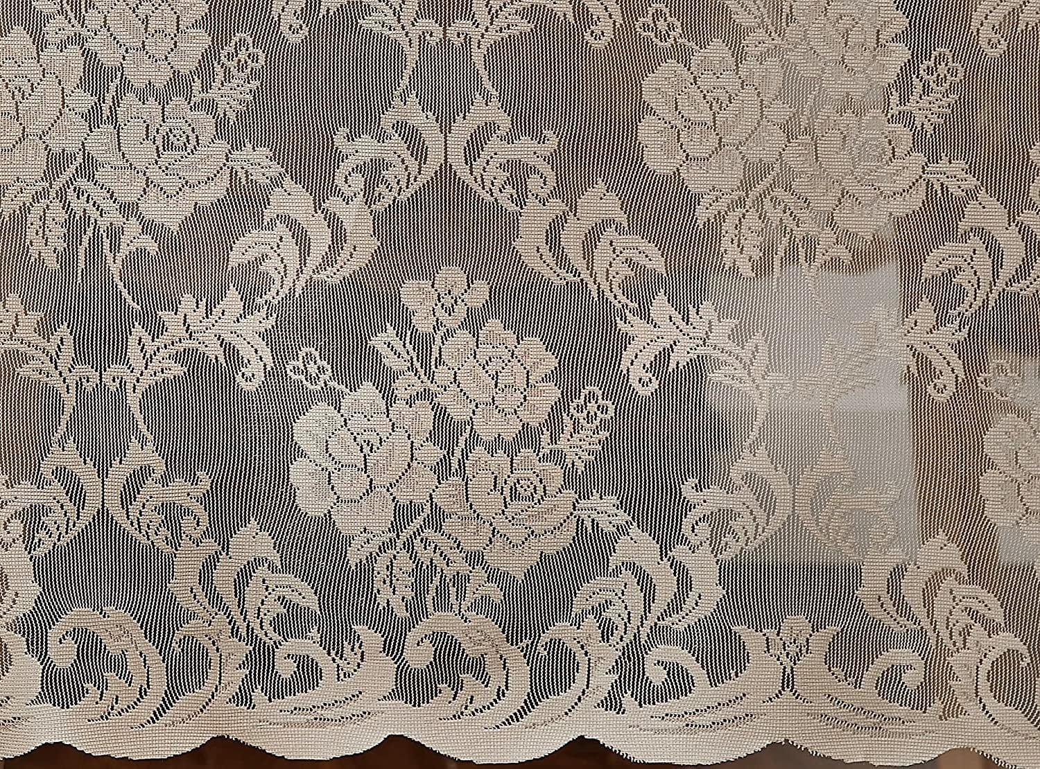 WARM HOME DESIGNS Luxury Lace Shower Curtain with Attached Valance and Elegant Tassels. MSH Linen 72