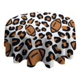 thumbnail image 4 of Brown Footballs with Leopard Spots Pattern Round Tablecloth 60"x60",Wrinkle Wipeable Table Cloth for Kitchen Dining Room Picnic Patio Party, 4 of 6