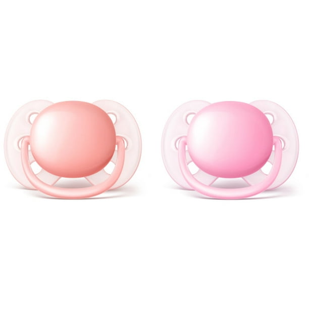 Philips Avent Ultra Soft Pacifier, 06 months, Pink/Peach, 2 pack