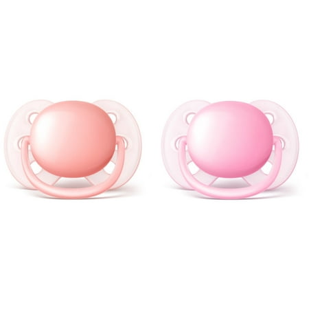 Philips Avent Ultra Soft pacifier 0-6m, pink/peach, 2-pack, SCF213/20