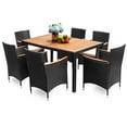 thumbnail image 6 of Devoko 7 Pieces Patio Outdoor Dining Set Outdoor Furniture Patio Wicker Rattan Chairs and Wooden Table Sectional Set Conversation Set with Soft Cushions, 6 of 8
