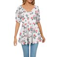 thumbnail image 1 of Gibobby Casual Playera de Manga Corta para Mujer Camiseta suelta informal con cuello en V para mujer, blusa manga corta con estampado(Blanco,M), 1 of 4