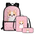thumbnail image 3 of KUIFORTI Girls Boys Kids Schoolbag with Pencil Storage Bag Lunch Bag, Durable Stationery Combo Set 3 in 1 for Children Teens Toddlers, Cute Corgi, 3 of 7