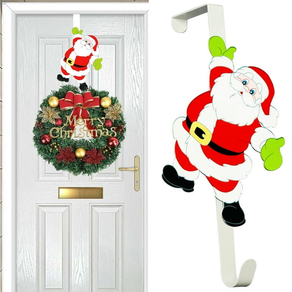 PandS 12" Wreath Hanger Santa Decoration, Christmas Wreath Hook, Metal White, 1 Pack