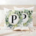 thumbnail image 3 of Letter P Pillow Covers 2 Pack Alphabet Green Eucalyptus Leaves Plant Simple Pillowcase Waterproof Outdoor Throw Pillow Cover for Patio Garden Square Cushion 20”x20”, 3 of 9