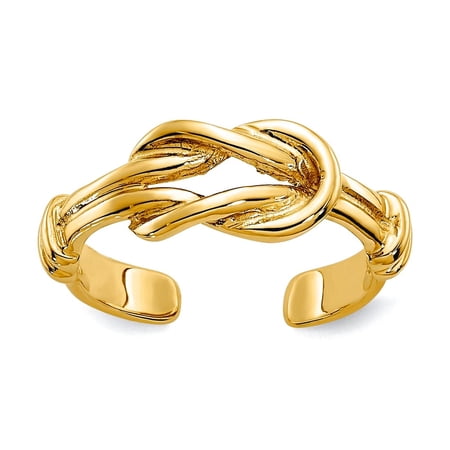 2mm 10k Solid Yellow Gold Love Knot toe ring toe ring for Women - 1.2 Grams