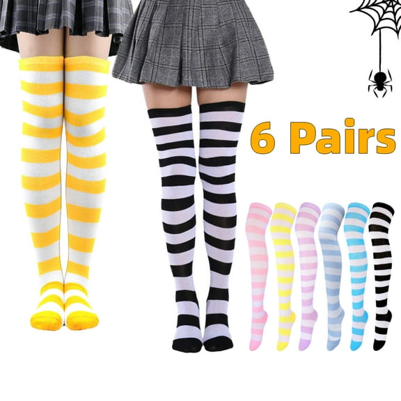 Thigh High Socks, Striped Knee High Socks Leg Warmers Halloween Gifts For Cosplay, Party, Daily Wear